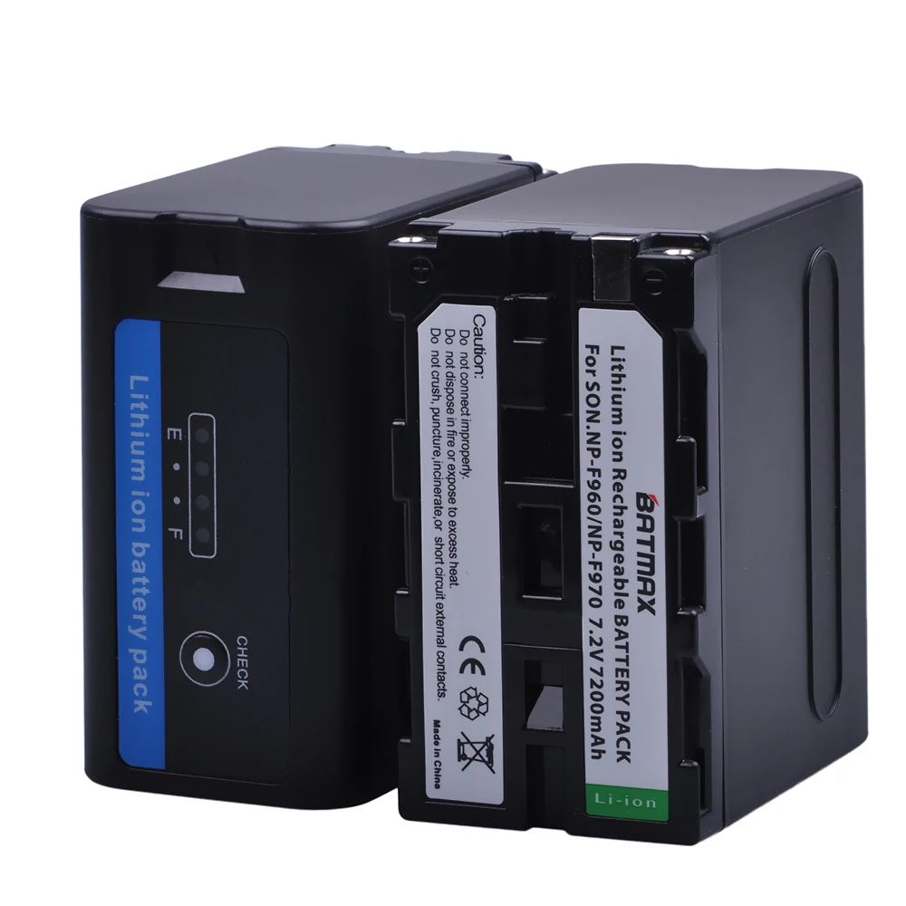 Batmax 2vnt 7200mAh NP-F970 NP-F960 Baterija su LED Maitinimo Rodikliai Sony NP-F550 NP-F770 NP-F750,LED Vaizdo Šviesos