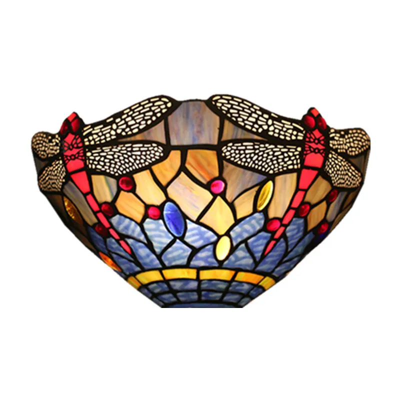 Tiffany Europos Prabangus Sieninis Žibintas Tamsintas Stiklas Žibinto Pavėsyje, Miegamojo, Naktiniai Staleliai, Lempa, Hotel Villa Valgomasis Sienos Lempos