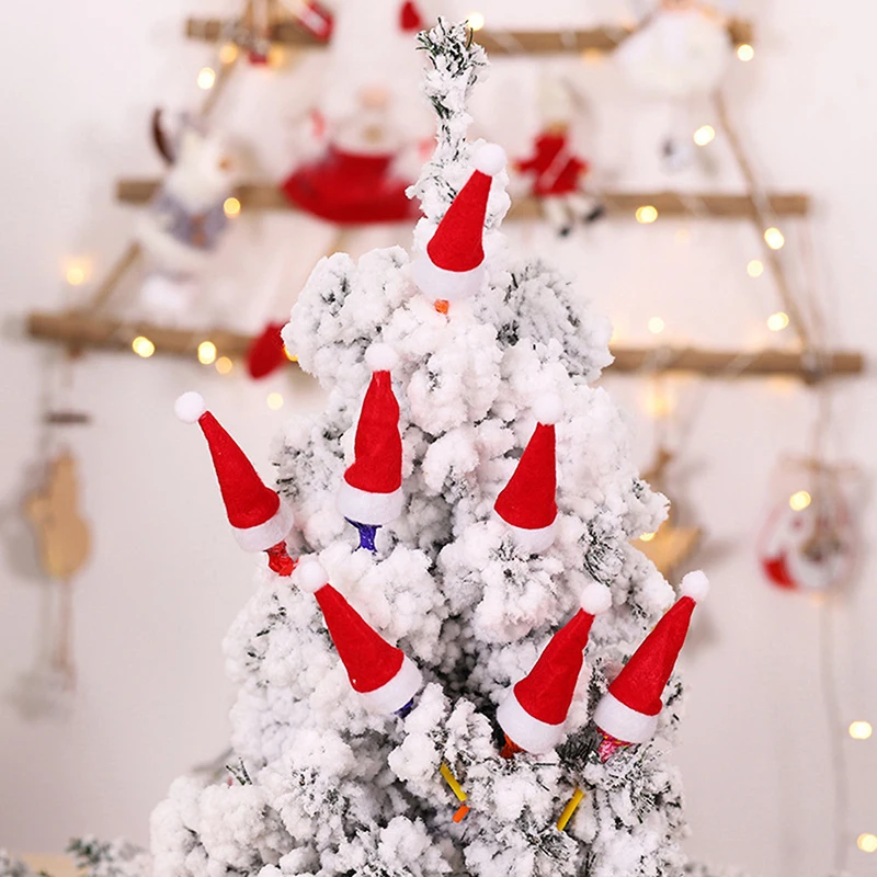 10vnt Kalėdų Senelio Skrybėlė Kalėdų Stalo Peiliai Mini Lėlių Skrybėlę Saldainis Topper Padengti Kalėdų Medžio Naujų Dekoro Metų dovanos