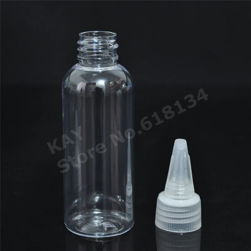 3000pcs Twist bžūp tipo dažai butelis Plastikinis buteliukas su normaliu užsukamu aišku, PET 60ml buteliuko