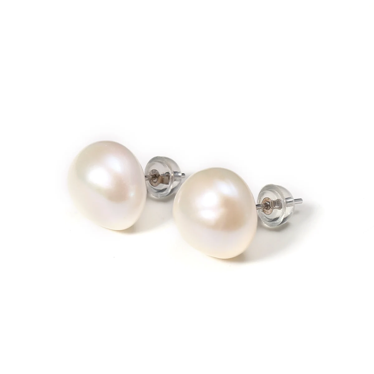 Natūralūs Gėlavandenių Perlų Auskarai Elegantiškas Blizga Gėlių Apvalios Baltos Perlų Mielas Stud Auskarai Moterims, Papuošalai Gift11X11mm