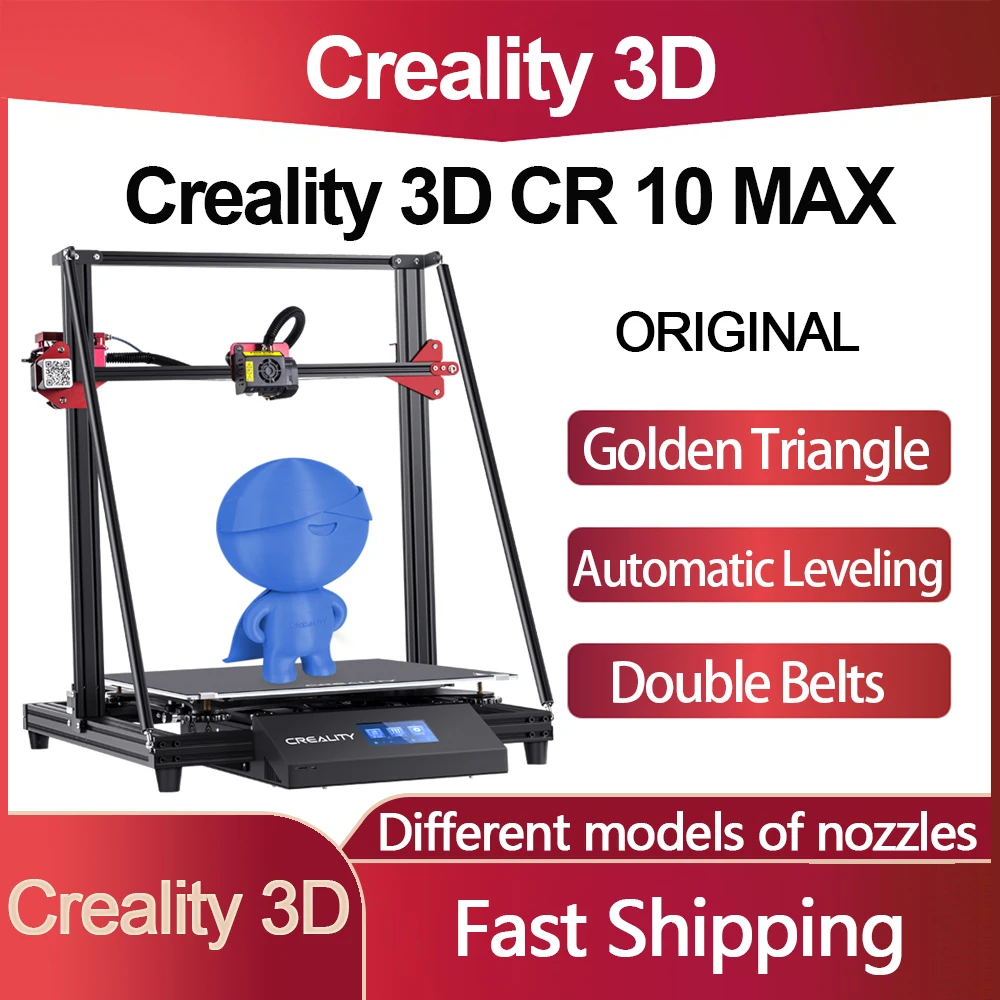 Originalus Creality CR 10 Max 3D Spausdintuvas Didelio Dydžio Auto Niveliavimo Spausdintuvo Auksinis Trikampis Dviguba Diržai Jutiklinis LCD Tęsti Spausdinimą