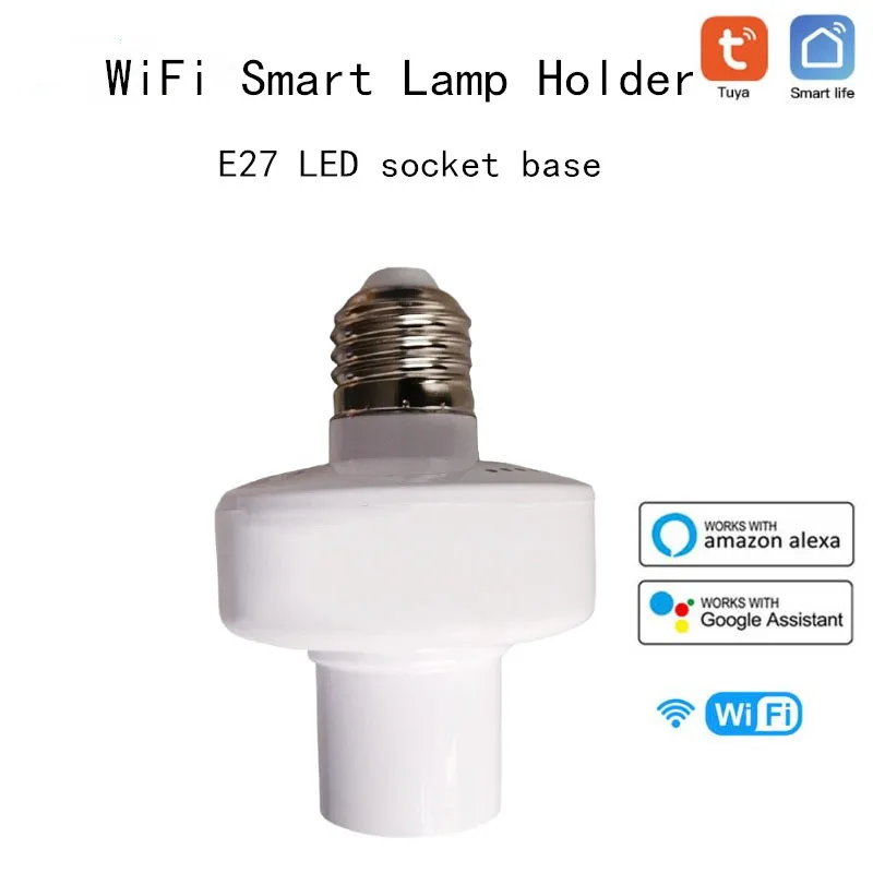 Tuya WiFi Smart Lemputės Lizdo Adapteris E27 LED Lempos Laikiklis Bazės PROGRAMĖLĖ Balsas Kontrolės AC85-265V Dirbti Su Alexa 