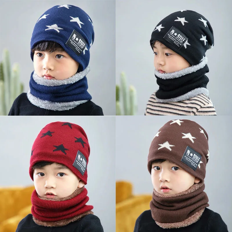 Vaikų skrybėlės Rudens/žiemos berniukų ir mergaičių, su storu vilnos šilta, ausų apsaugos baby vilnos skrybėlę, šaliką dviejų dalių kostiumas tendencija