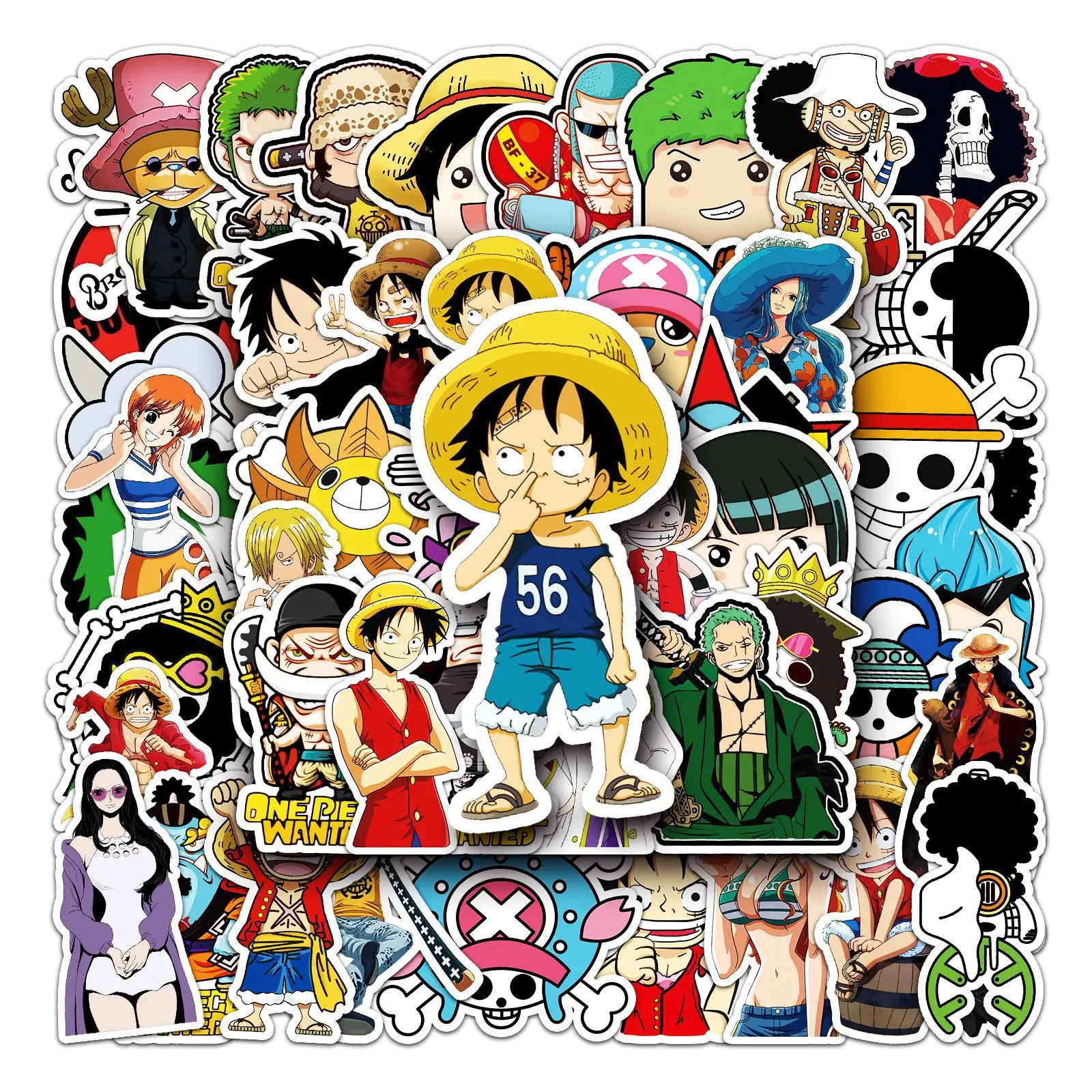 50Pcs Cartoon Vienas Gabalas Luffy Lipdukai Anime Lipdukas Sąsiuvinis Motociklo Riedlentė Kompiuterio, Mobiliojo Telefono Animacinis Žaislas