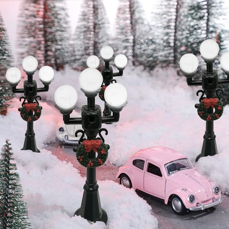 Miniatiūriniai Kalėdų Gatvės Lempos Po Parko Suolelio Mini Gatvės Apšvietimo Modelis Lėlių Kalėdos Kaime, Sodo Reikmenys