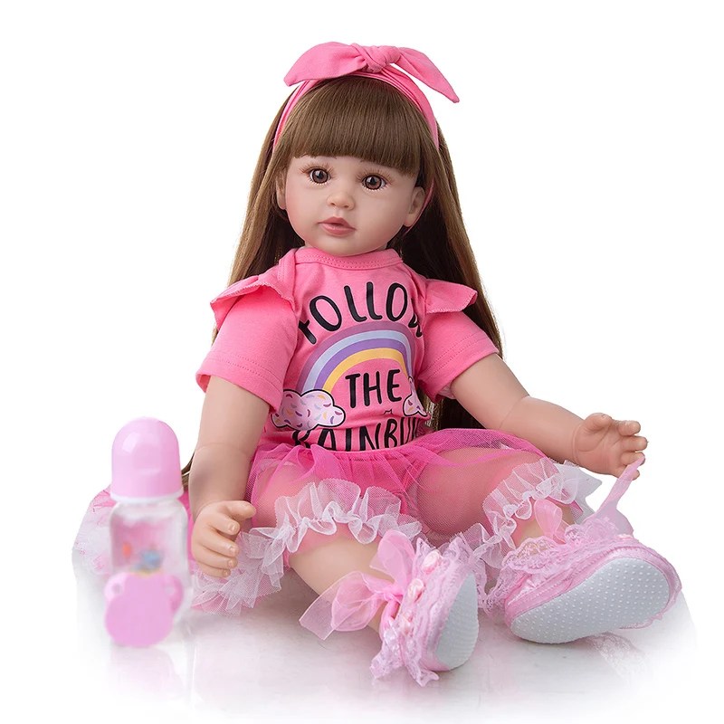 60cm Reborn Baby Lėlės Bamblys Mergina Vaivorykštė Rožinis Sijonas Vaikas Lėlės, Žaislai, Kalėdų Dovana