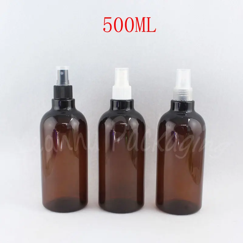 500ML Rudas Plastikinis Buteliukas Su Purškimo Siurblio , 500CC Makiažas Vandens / Kvepalai Pakuotė Butelis , Tuščias Kosmetikos Bakas