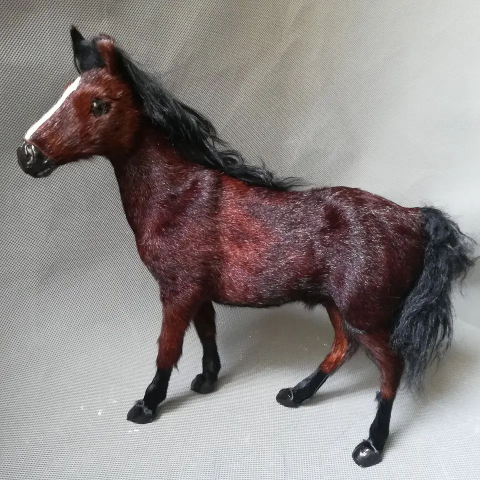 realaus gyvenimo žaislų apie 26x22cm rudas arklys žaislas polietileno&kailiai, arklių modelį, namų Dekoravimo papuošalai,Kalėdų dovana h0558