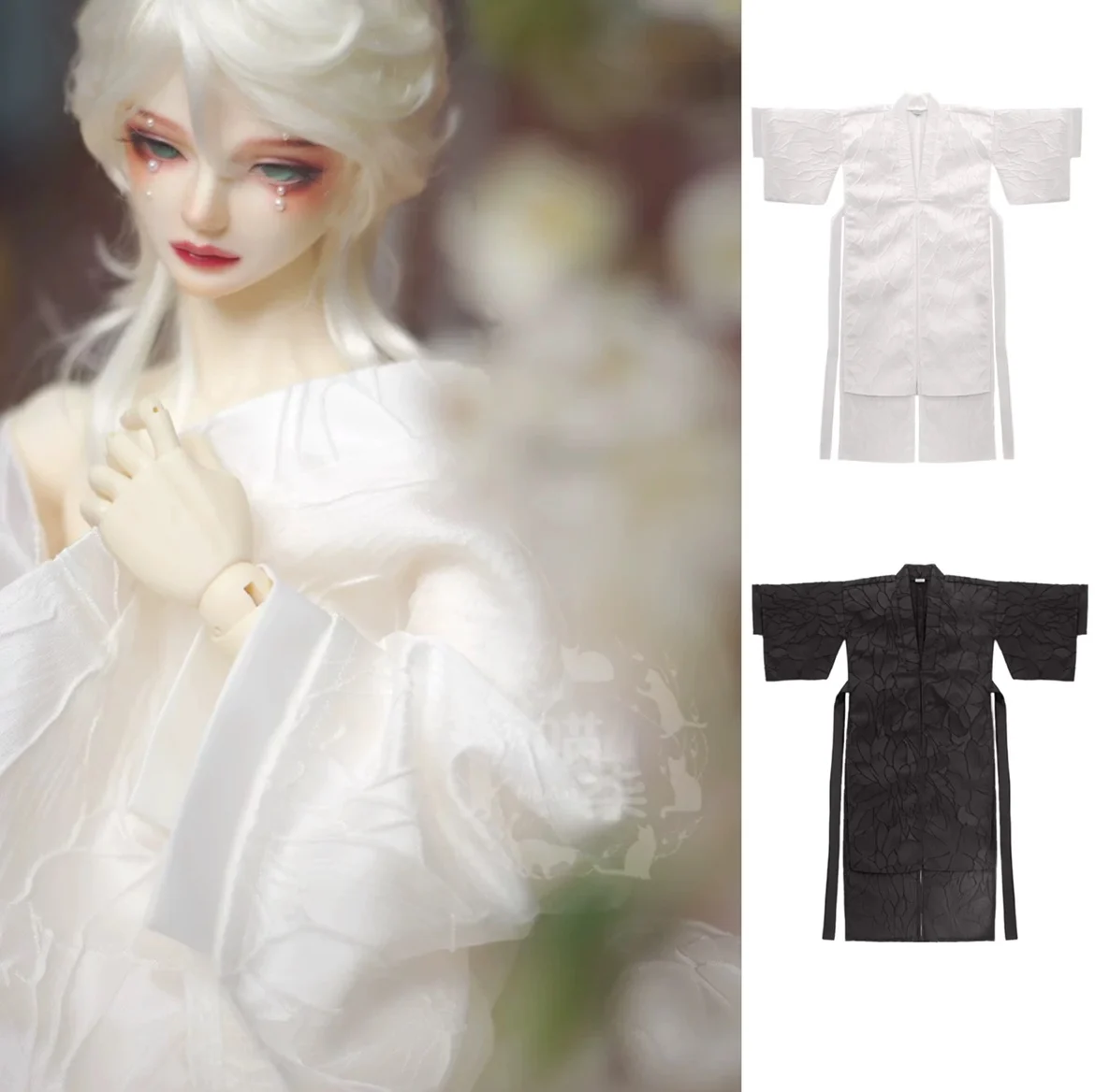BJD doll drabužiai tinka 1/3 SD17 POPO68 Dėdė dydis mados naujas kailis naujas Kinijos retro stiliaus ilga suknelė kailis juodas ir baltas