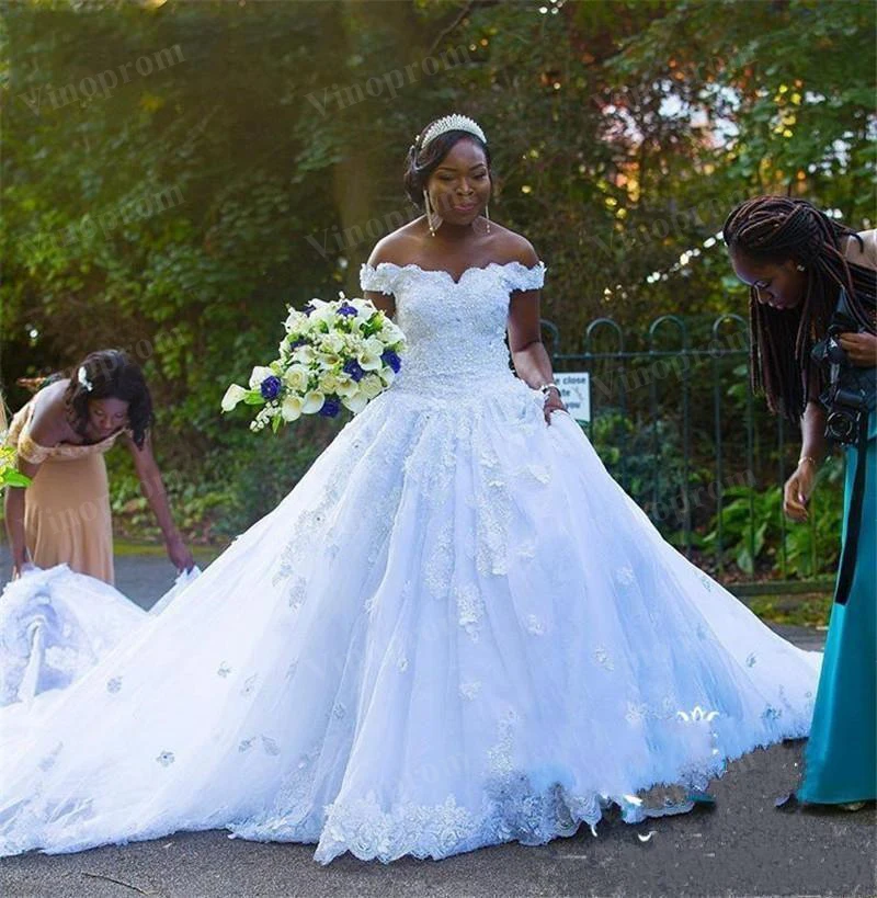 Afrikos Juodieji Merginos Linijos, Vestuvių Suknelės, 2021 M. Derliaus Off Peties Nėrinių 3D Gėlių Šalies Juoda Nigerija Vestuvinės Suknelės Vestido