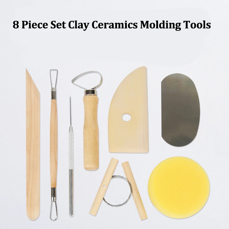 8 Dalių Komplektas Molio Keramikos Liejimo Įrankiai, Medžio, Keramikos Peilis Praktinis Įrankis