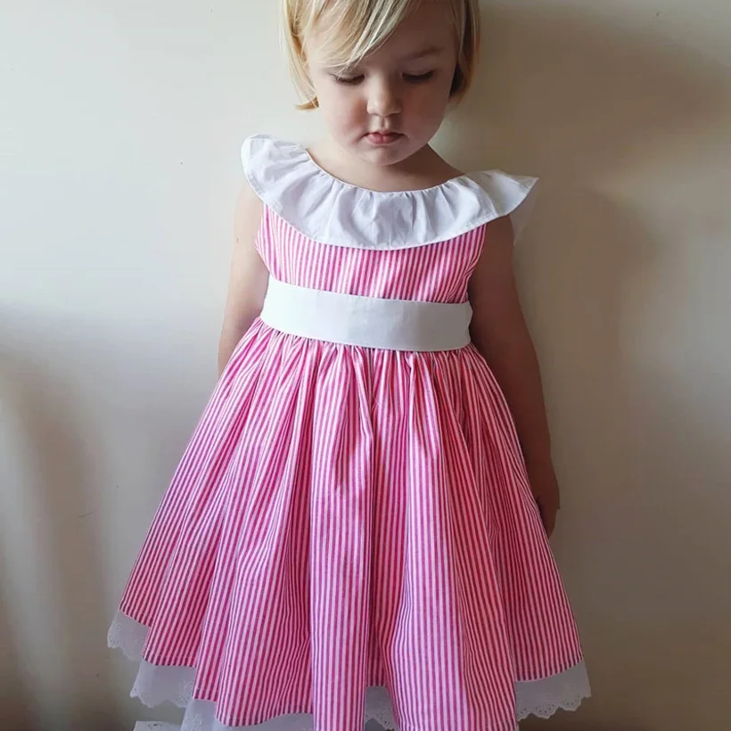 2021 Dryžuotas Baby Girl Dress Vaikai Kostiumas Kūdikių Vasaros Suknelės Mergina Šalis Suknelė Princesė Enfant Failą Kūdikių Drabužiai Vaikiška Suknelė