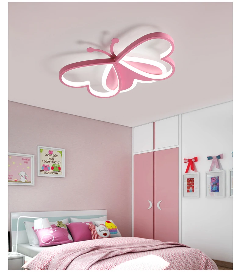 Drugelis LED lubų šviestuvas ir berniukams, ir mergaitėms, modernia lubų lempa su kūrybine drugelis dizainas