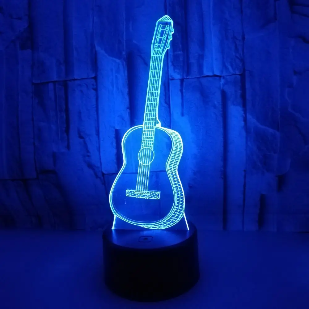Akrilo Gitara 3D Lempos Iliuzija LED Nakties Šviesos Vaikams Miegamojo Puošmena-Spalvinga naktinė lempa Dovana Vaikams Berniukams, Mergaitėms