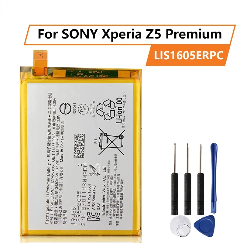 Pakaitinis Akumuliatorius SONY Xperia Z5 Premium Z5P Dual E6853 E6883 LIS1605ERPC 3430mAh Įkrovimo Telefoną, Baterijos