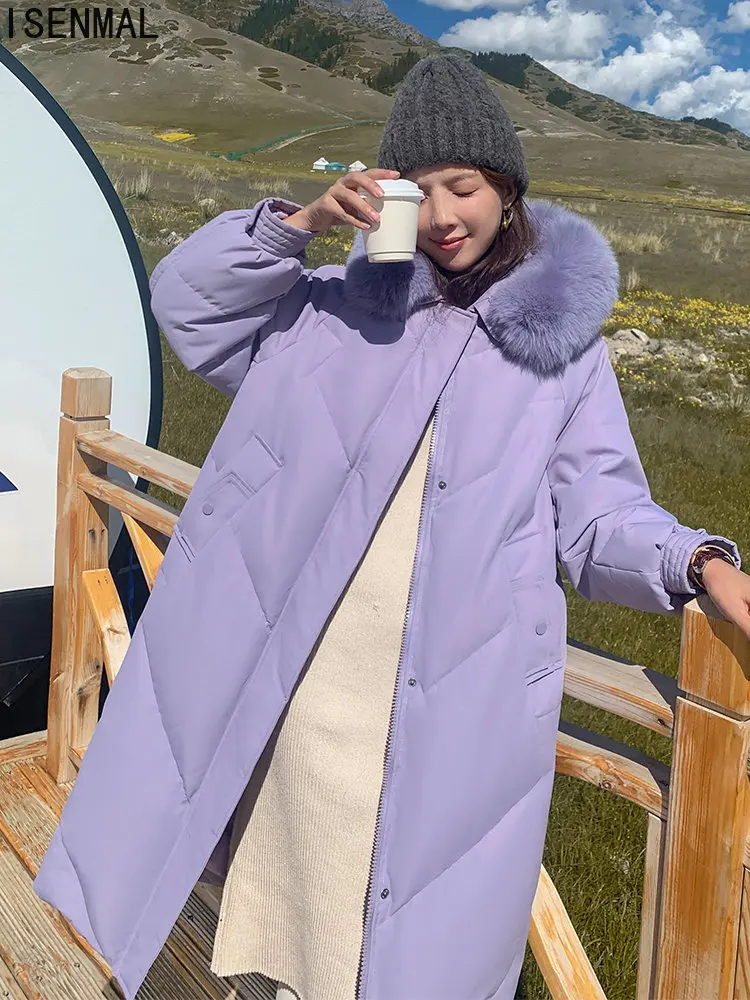 Korėjos Stiliaus Mados Žiemos Ilgos Parko Moterų Gobtuvu Su Kailio Apykakle Šiltas Tirštėti Negabaritinių Purus Kailis Kietas Striukė