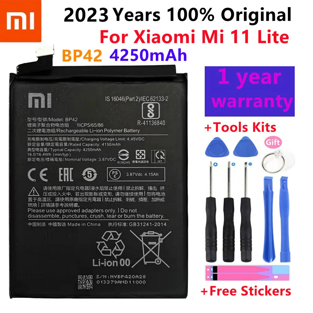 100% Originalus BP42 Baterija Xiaomi Mi 11 Lite BP42 Originali Pakeitimo Telefono Baterija Baterijos Bateria 4250mAh Su Įrankiais