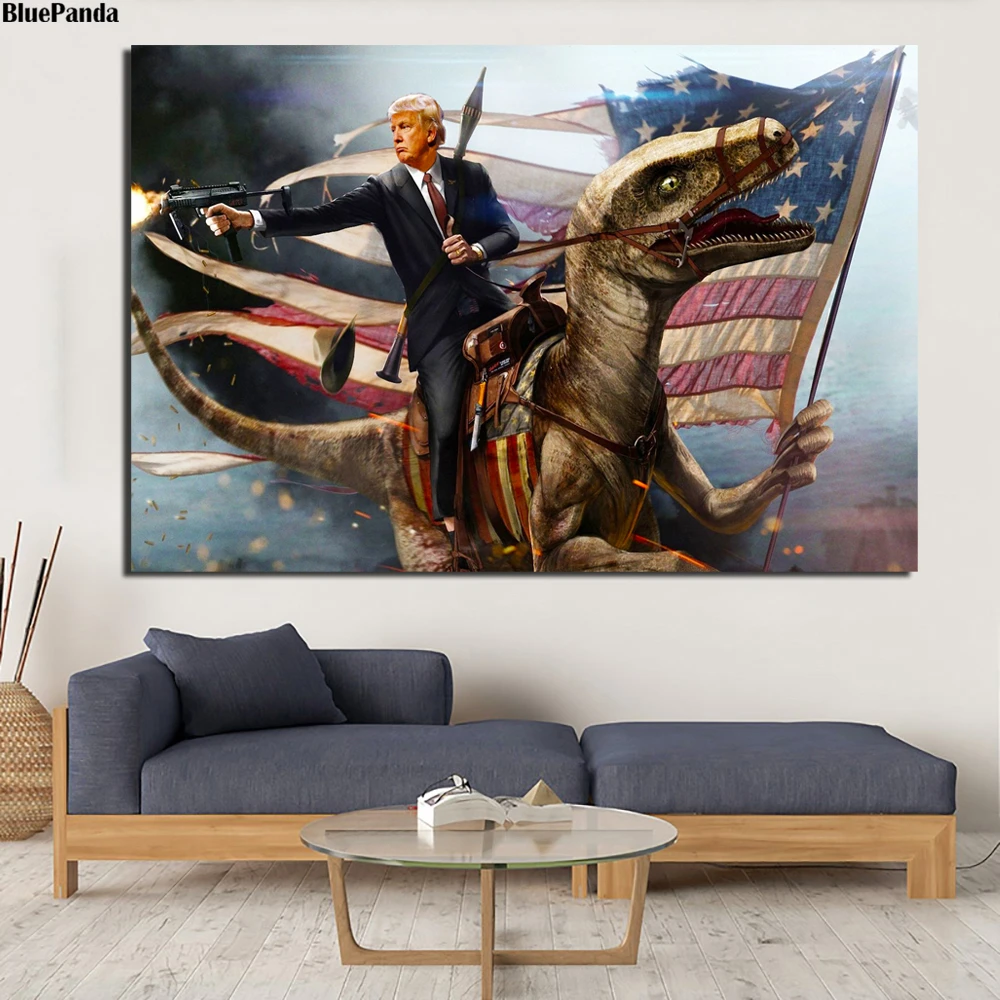 Donald Trump Pistoletas Vėliava Pirmininkas 2020 Plakatas, Tapyba Ant Drobės Miegamojo Sienos Meno Apdailos Nuotraukos, Namų Dekoro