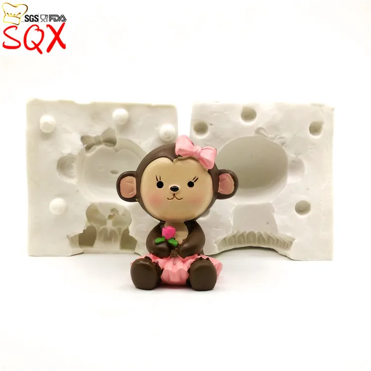 3D Cute Girl Baby monkey žvakių liejimo, muilo formos silikoninės kepimo pyragas apdaila įrankis šokolado SQ1686