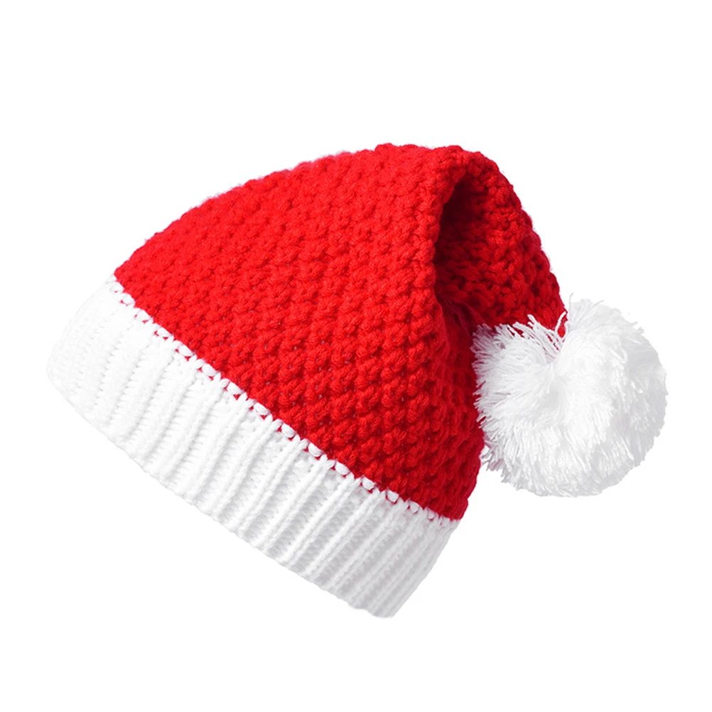 1 VNT Kalėdų Šeimos Atitikimo Skrybėlę Žiemą Šilta Raudona Balta Kepuraitė Megzti Skrybėlę Su Pompom variklio Dangčio Kalėdos Festivalis