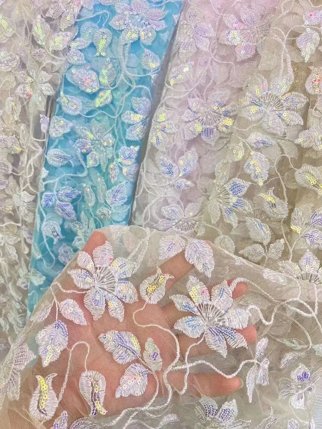 Gražios Gėlės china siuvinėjimo audinys prancūzijos tinklelio nėriniai blizgančiais Afrikos audinio Vestuvėms/ vakarinę suknelę šalis