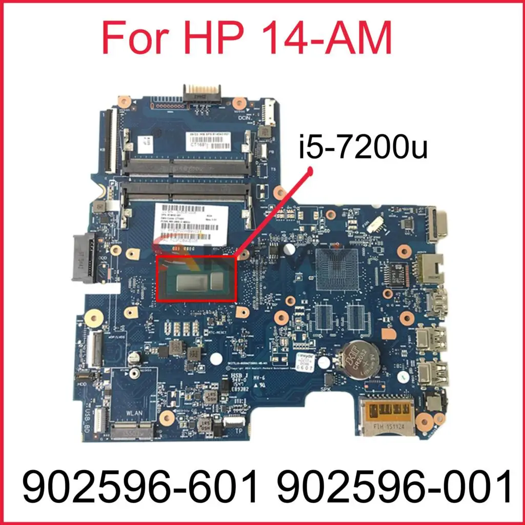HP 14-AM Serijos Nešiojamas Plokštė 902596-601 902596-001 Su i5-7200u CPU 6050A2822501-MB-A02 DDR4 MB 100% Patikrintas Greitas Laivas