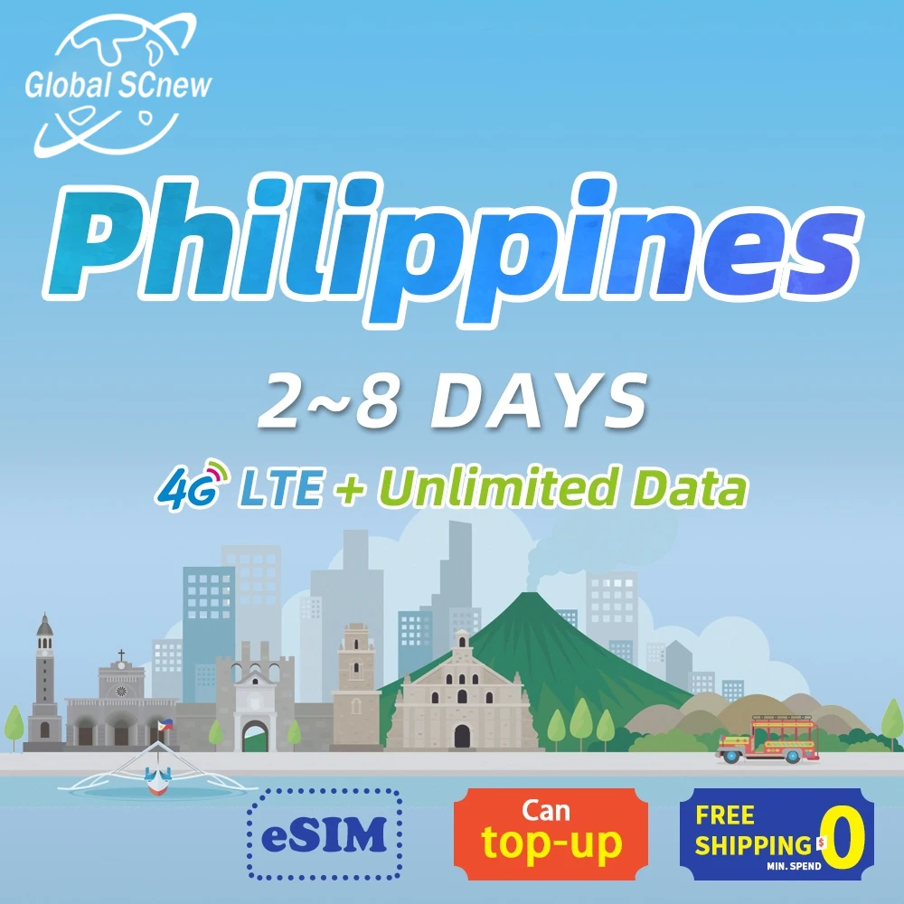 Filipinai SIM kortelės, 3~15 Dienų 4G Didelės Spartos neribotą duomenų Paramos eSIM Kelionių Išankstinio mokėjimo SIM kortelės