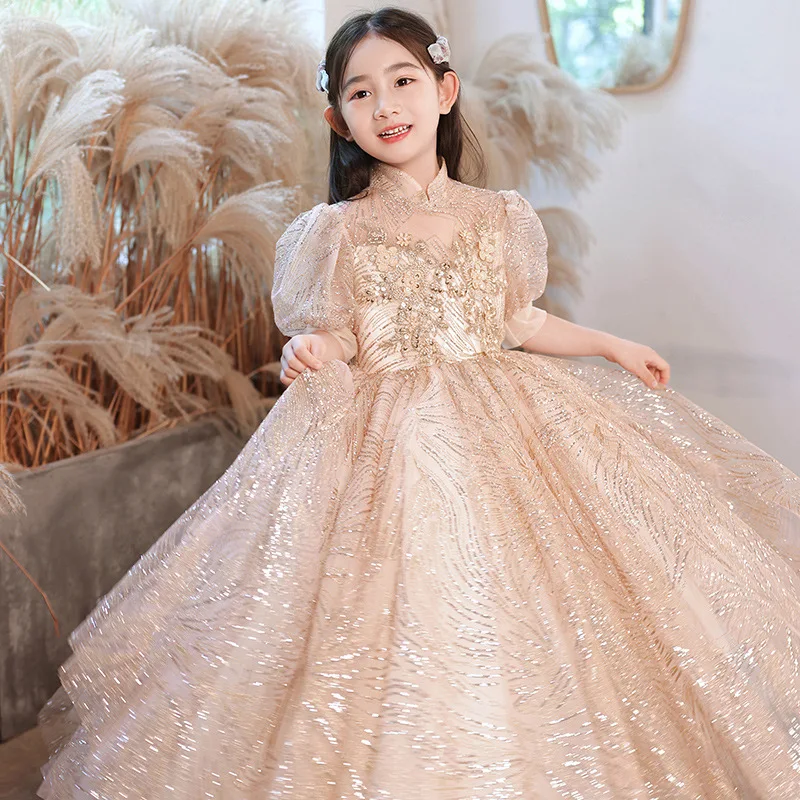 Mergaičių suknelė princesė Suknelė Mados Naujų gėlių vaikai Pompastiški gazas priimančiosios fortepijono atlikimo vaikų Valentino Diena suknelė
