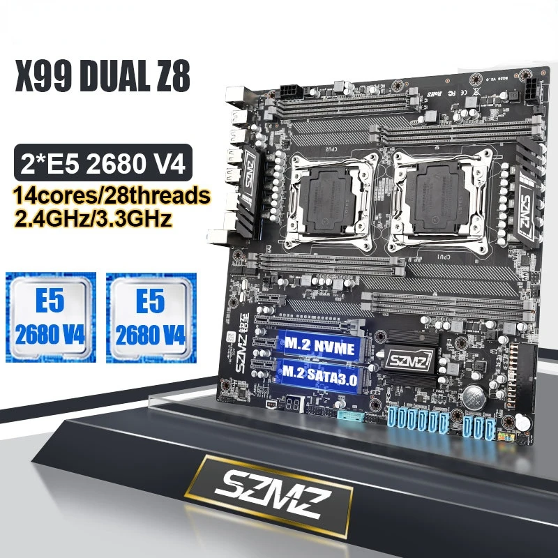 X99 Dual CPU Žaidimų Plokštė LGA 2011-3 Procesorius E5 2680 2620 2678 V3 V4 ir NVME M. 2 SSD 8 DDR4 256 GB 4 kanalų rinkinys