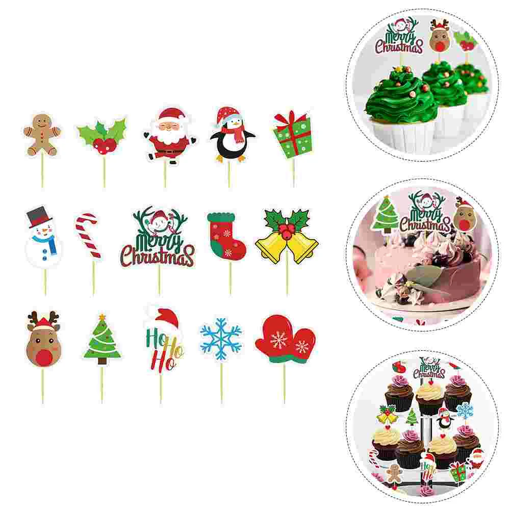 Kalėdų Susitvarko Tortas Dessertdecorations Šalis Vestuvių Topper Cupcake Rėžtuvės Įterpti Puošia Atostogų Puošimas Ornamentais Decors
