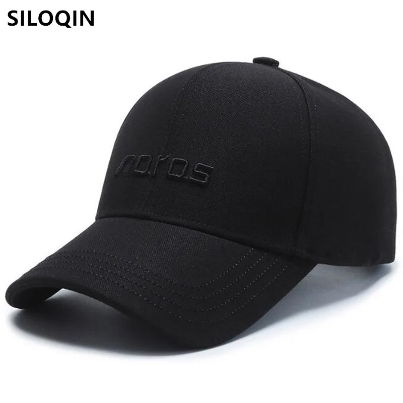 SILOQIN Snapback Cap Vyrų Bžūp Naujos Medvilnės Beisbolo kepuraitę Vyrų Kaulų Reguliuojamo Dydžio Laišką Black Hat Paprastas Atsitiktinis Sporto Bžūp