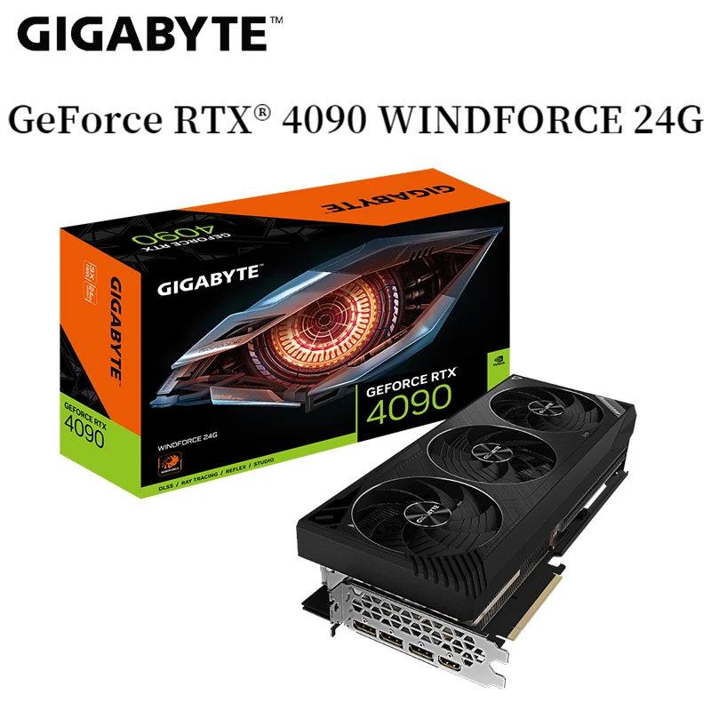 Gigabyte GeForce RTX 4090 WINDFORCE 24G Vaizdo plokštė 21 Gbps GDDR6X 384 Bitų 2520 MHz PCI-E 4.0 Darbastalio Plokštė vaizdo plokštės