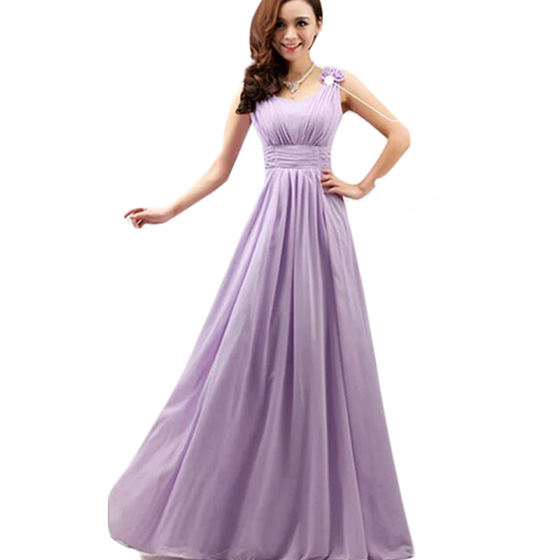 Bridesmaid Dresses 2020 Šviesiai Violetinė Ruched Šifono Ilgai Vestido De Festa De Casamento Slim Stebėjimo Vestuvės Dress BV34