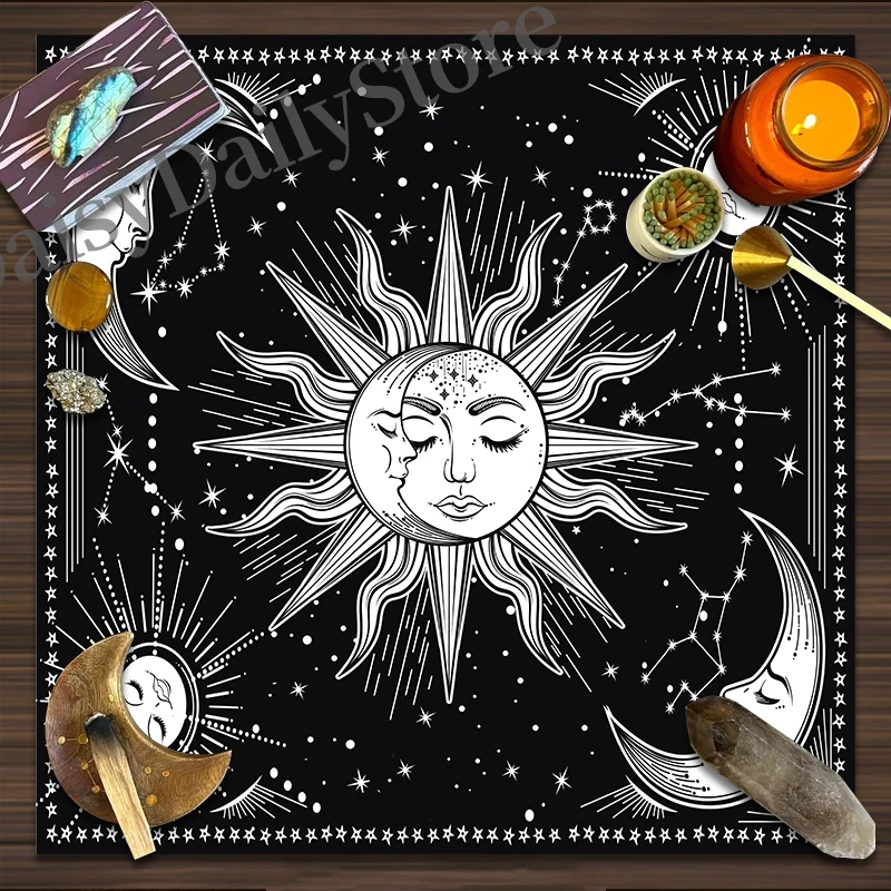 Sun Moon Taro Lentelė Altoriaus Medžiaga Metafizinės Stalo Žaidimas Kilimėlis Švytuoklės Būrimą Altoriaus Staltiesė Stalo Žaidimo Kortelės Trinkelėmis Dovana