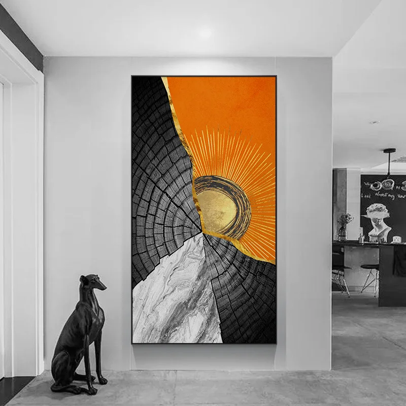Kartu Oranžinė Šiaurės Abstraktaus Šiuolaikinio Geometrijos Spausdinti Tapybos Sienos Paveiksl Plakatas Drobės Kambarį 