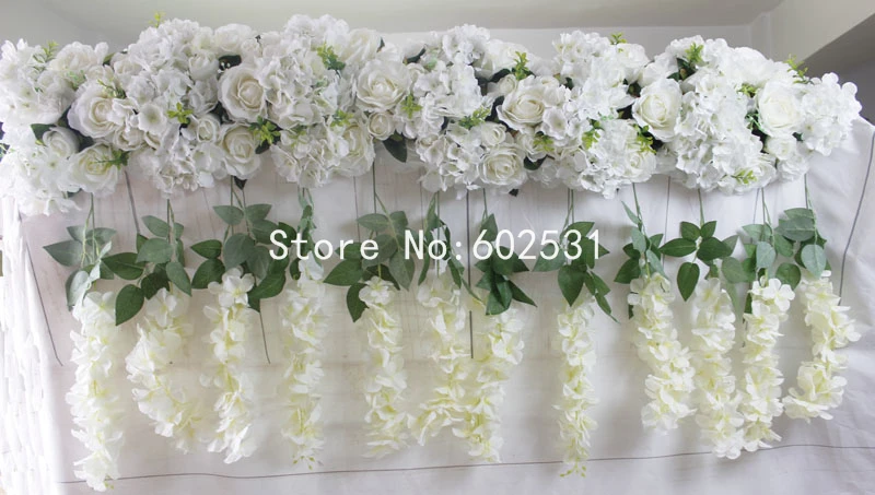 SPR Aukštos kokybės vestuvių etape arch stalo runner fonas, gėlės sienų apdaila didmeninė dirbtinių gėlių stalo puošmena