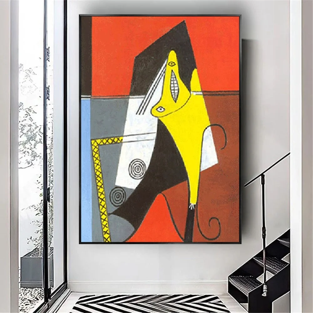 Rankomis Dažyti abstrakčiai Naftos Tapyba ant Drobės raudonos ir geltonos spalvos kontrastingos spalvos drobė, tapyba Namų Dekoro Picasso Kūrinių Sienos Menas