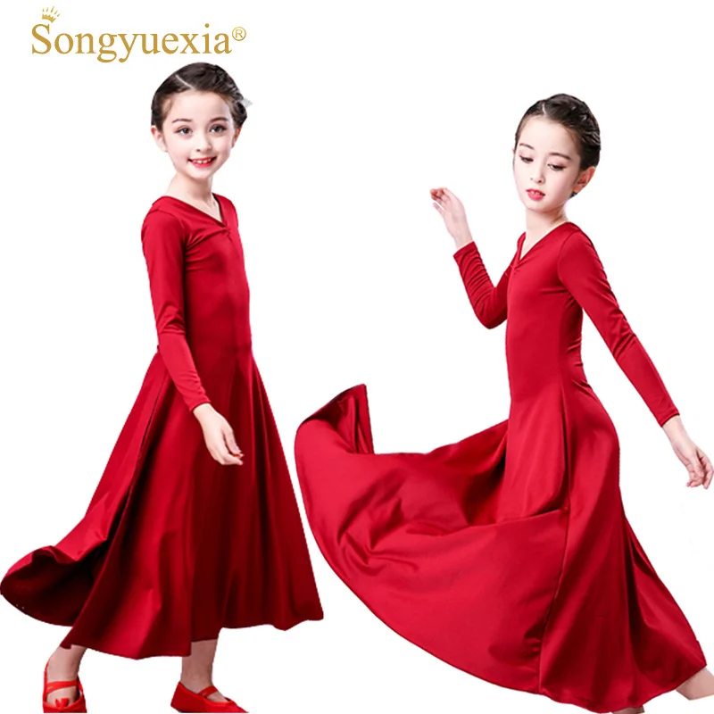 2022 Songyuexia Raudona Vaikai Dvasia Modernaus Baleto Šokių Suknelė ilgomis Rankovėmis Šalis, matyti, Kostiumai Mergina Baleto šokių Sijonas