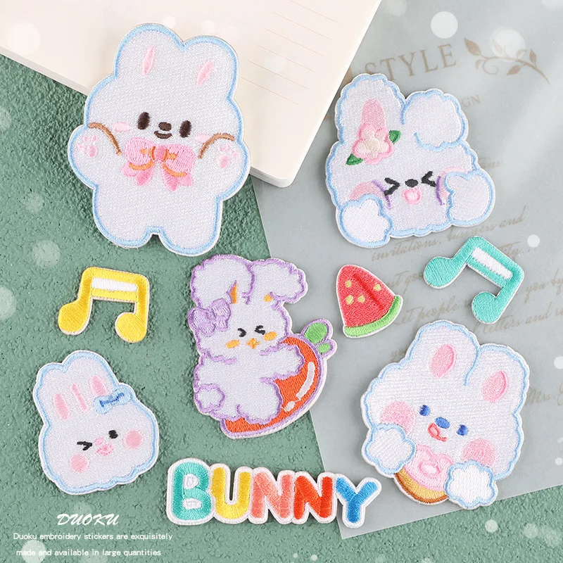 9Pcs Animacinių filmų Cute Bunny Triušiai Lopai Siuvinėjimai Aplikacijos Drabužių Lyginimo Siuvimo Dekoratyvinis Emblemos Lipdukas Vaikams, Drabužių, Skrybėlių