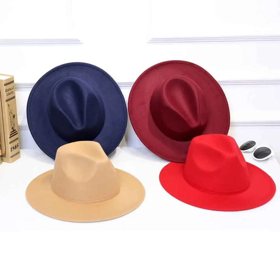Klasikinio Platus Kraštų 8CM Fedora Skrybėlę Vilnos Kepurės Vyrai Moterys Crushable Žiemos Skrybėlę Derby Vestuvių Bažnyčioje Džiazo Skrybėlės Panama Trilby Bžūp