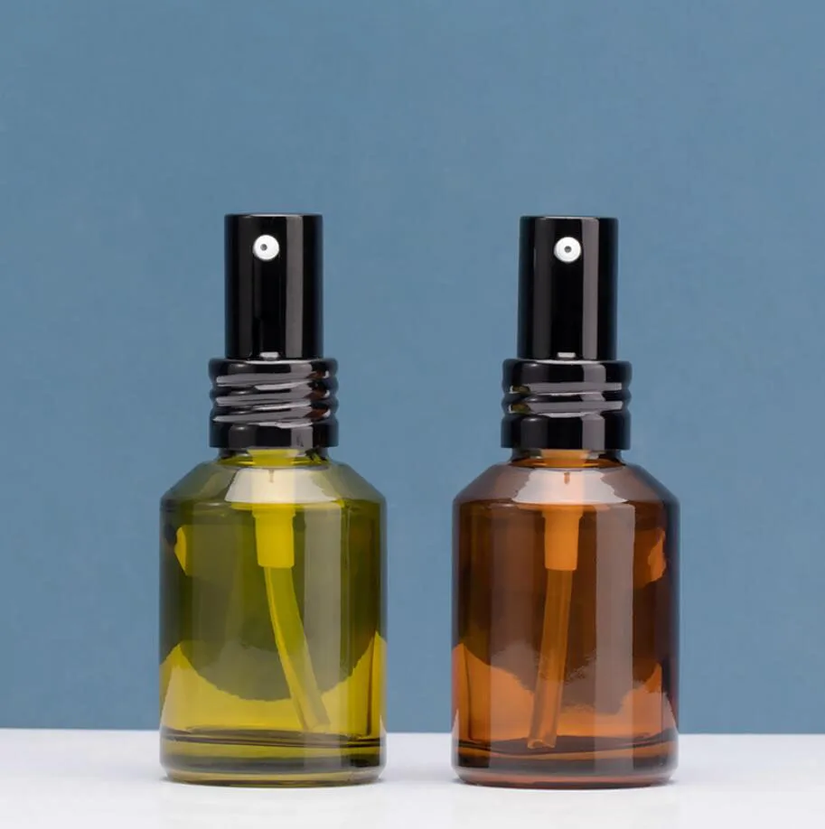 30ML žalias/rudas stiklinis buteliukas juoda siurblys losjonas/emulsija/serumo/foundation/essence drėgmės tonerio odos priežiūros kosmetikos pakuotės