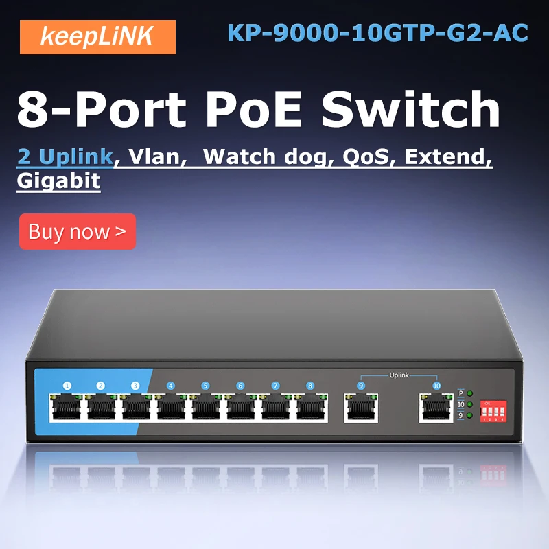 10-Port Gigabit Ethernet SOHO Nevaldoma su 8 Prievadai su PoE Switch