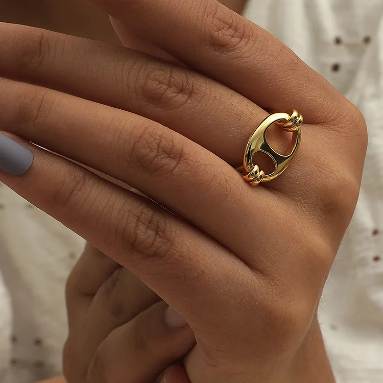 Kūrybinis Dizainas Kiaulių Nosies Modeliavimo Aukso Atidarykite Reguliuojamas Žiedai Moteris Naujų Gotikinio Korėjos Bižuterijos Šaliai Neįprastas Žiedas
