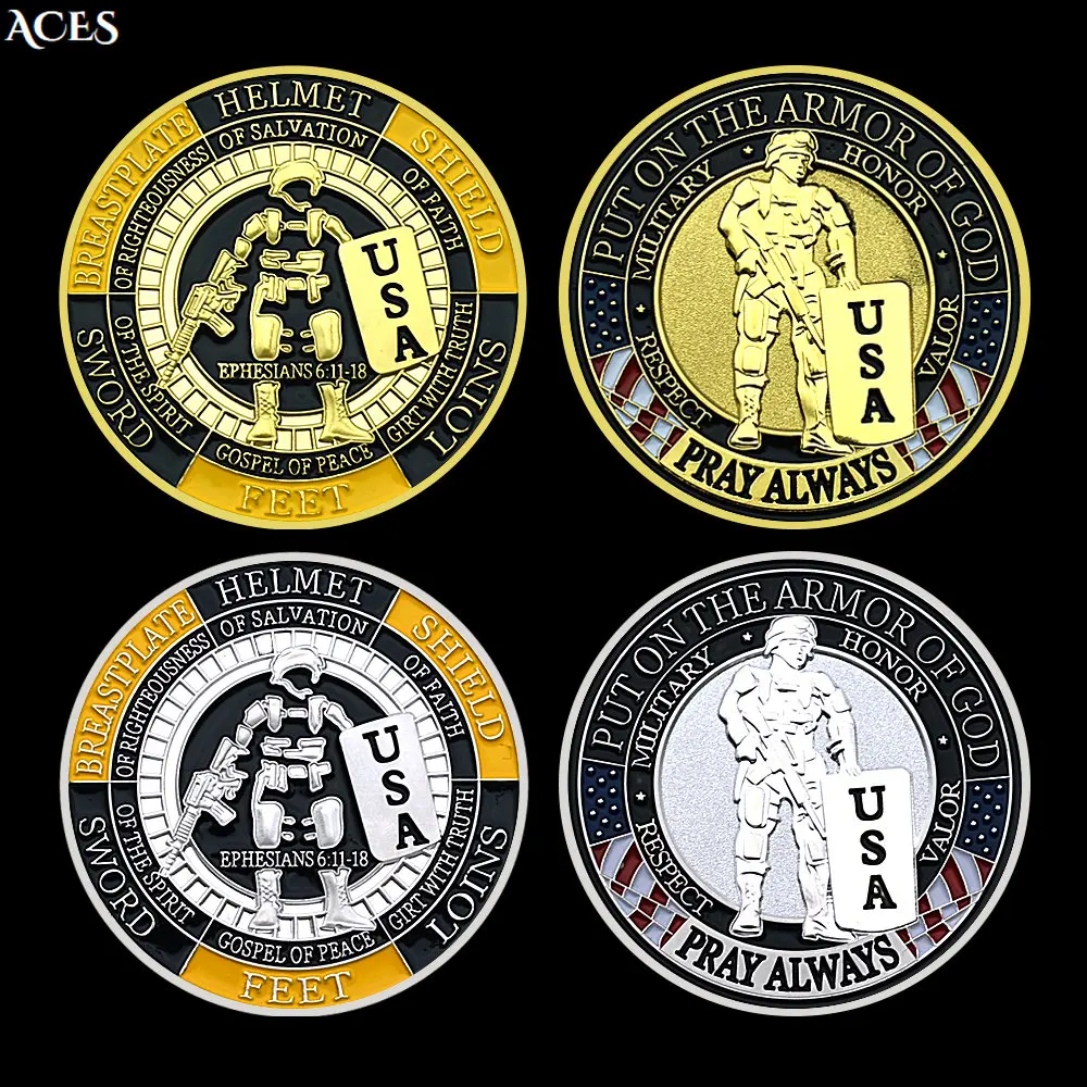 JAV AUKSO/sidabro Moneta, Įdėti Visą Dievo Šarvai Modernus Versija Atminimo Medalis Iššūkis Monetos Kapsulė