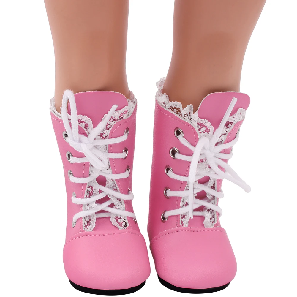 Lėlės Bateliai Rožinės spalvos Nėriniai-up Boots18 Colių Amerikos Og Mergaitė Lėlė 43 CM Reborn Baby Boy 