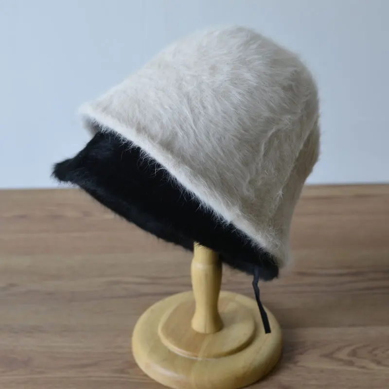 Ilgai Triušio Kailio Kibiro Kepurę Moterų Rudenį ir Žiemą Šiltas, Visi Atitikimo Tinka apvalios Veidus Pliušinis Dome Kibiras