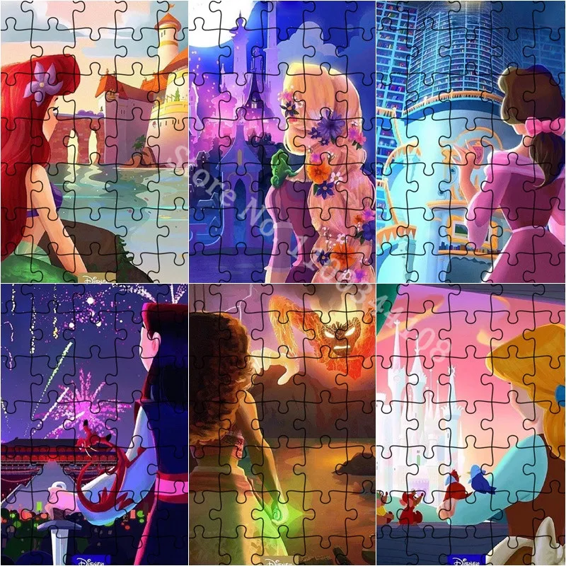 Disney Princesė Undinėlė Arielis Rapunzel Jazminų Pjūklelis dėlionės (Galvosūkiai) Suaugusiems Dekompresowania Žaislai 35 Vienetų Animacinių filmų Popieriaus Galvosūkiai
