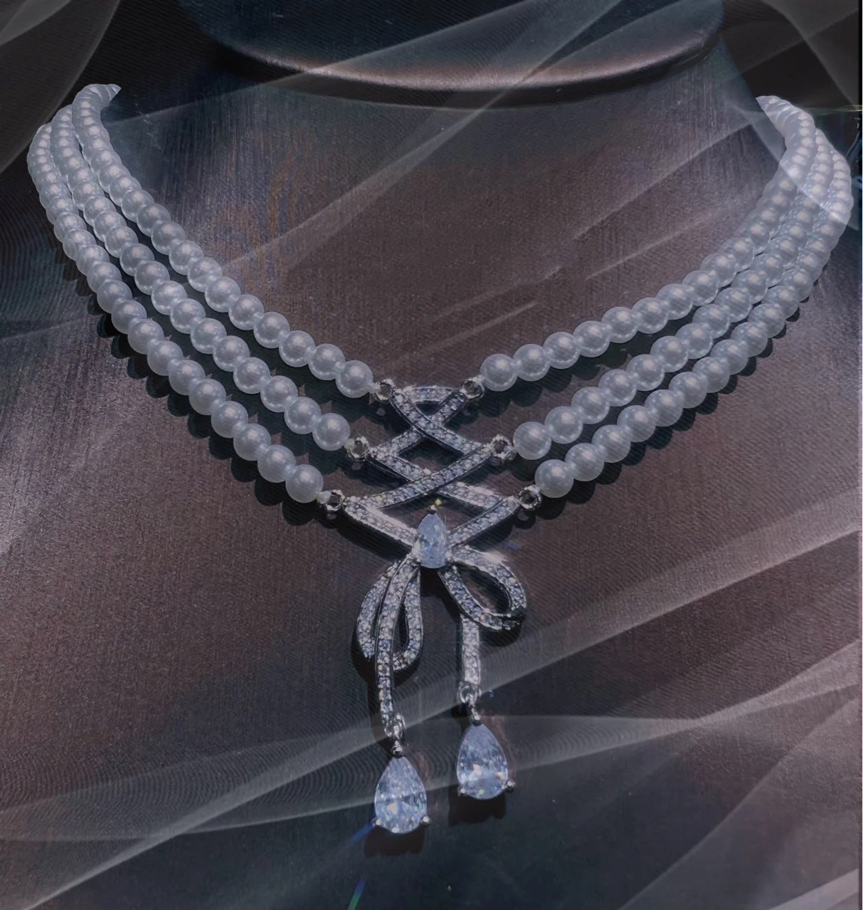 Premium multi-layer perlų vėrinį dirželis kutas bowknot romantika auskarai moterims Prabangus papuošalų rinkinys
