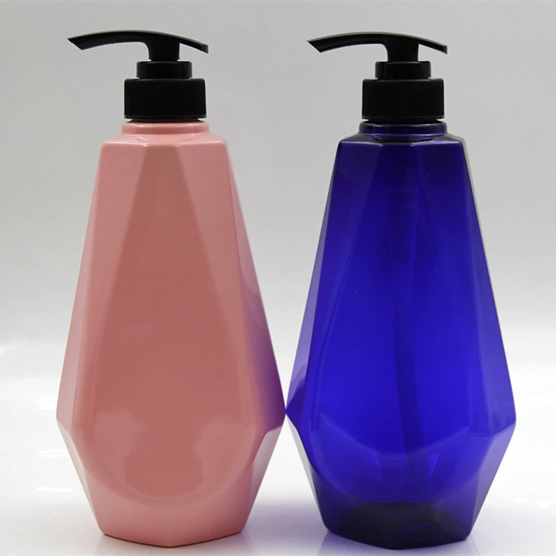 15vnt 750ml 26.5 oz geltona/žalia/raudona/rožinė losjonas siurblys tuščias šampūno butelių rombo formos PET plastikinių butelių didmeninės